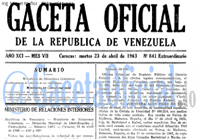 Gaceta Oficial 841 del 23 Abril 1963