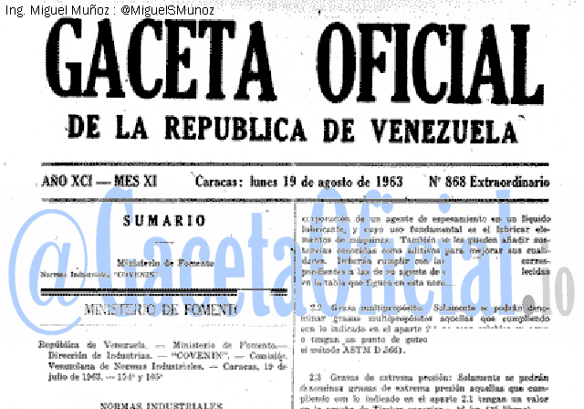 Gaceta Oficial 868 del 19 Agosto 1963