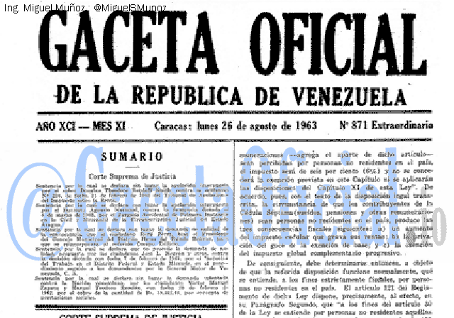 Gaceta Oficial 871 del 26 Agosto 1963