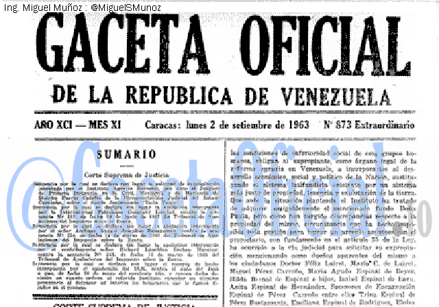 Gaceta Oficial 873 del 2 Septiembre 1963