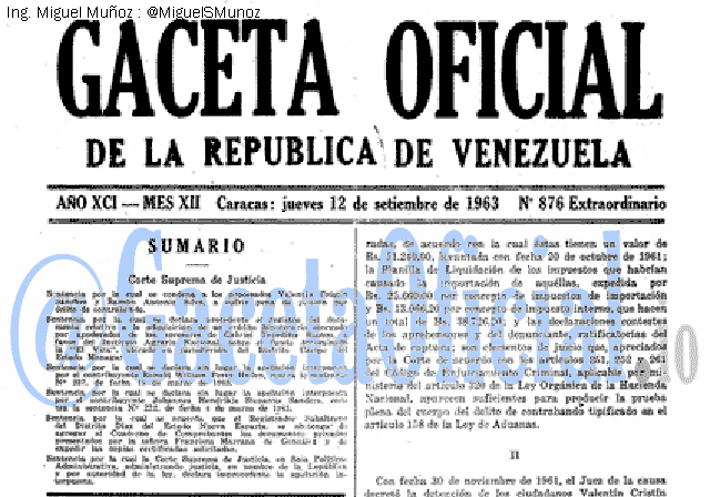 Gaceta Oficial 876 del 12 Septiembre 1963