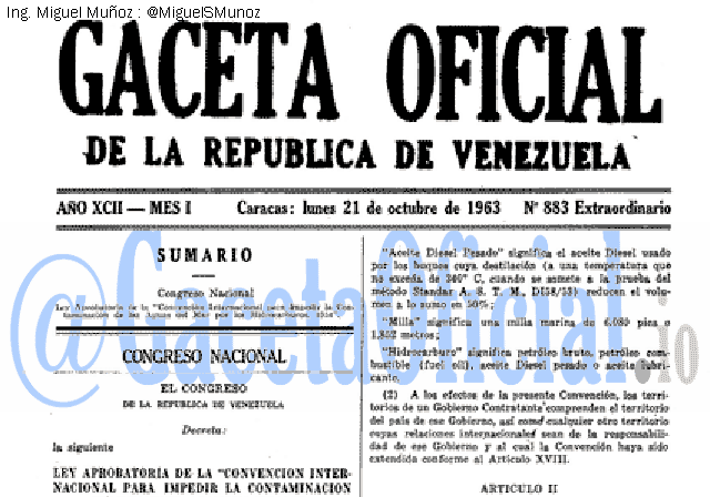 Gaceta Oficial 883 del 21 Octubre 1963