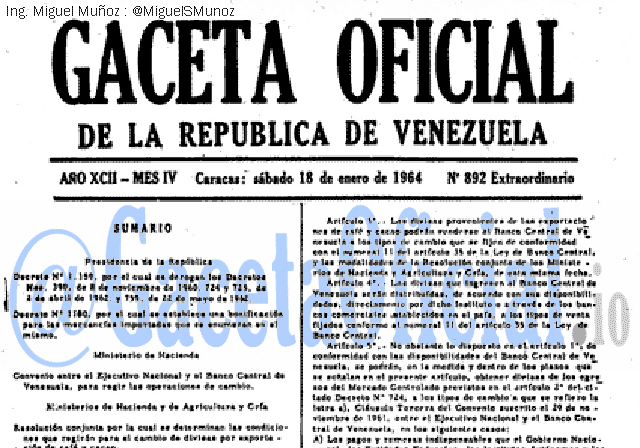Gaceta Oficial 892 del 18 Enero 1964