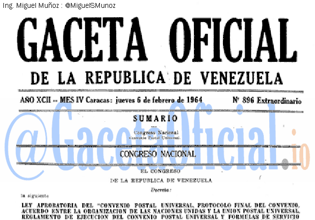 Gaceta Oficial 896 del 6 Febrero 1964