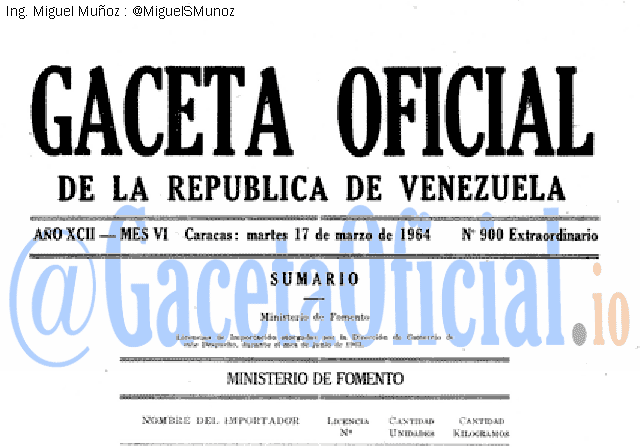 Gaceta Oficial 900 del 17 Marzo 1964