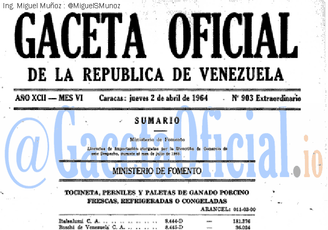 Gaceta Oficial 903 del 2 Abril 1964