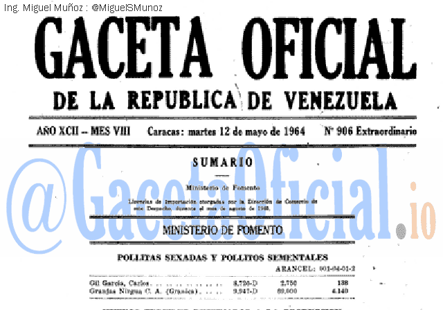 Gaceta Oficial 906 del 12 Mayo 1964