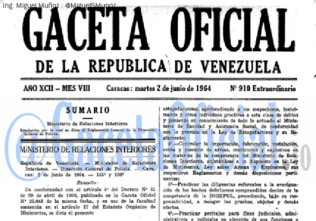 Gaceta Oficial 910 del 2 Junio 1964