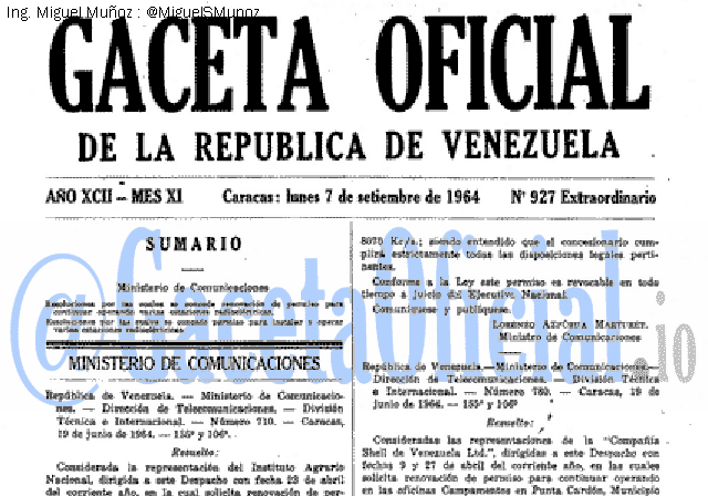 Gaceta Oficial 927 del 7 Septiembre 1964
