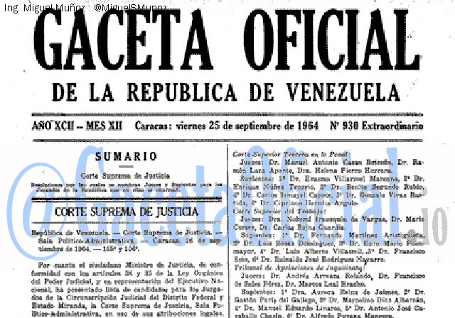 Gaceta Oficial 930 del 25 Septiembre 1964