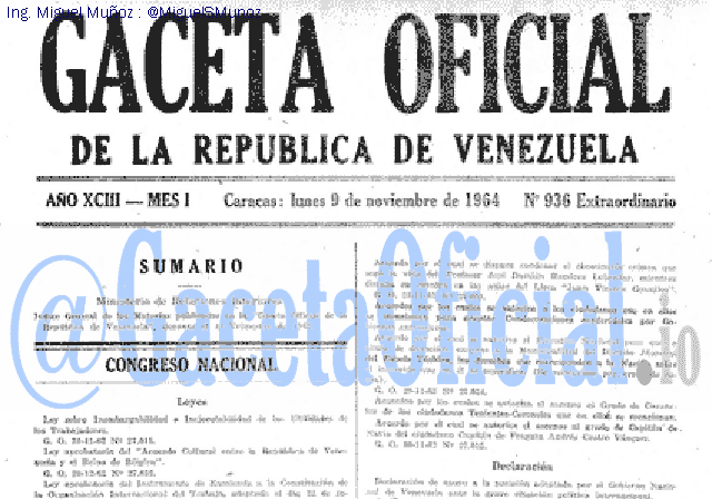 Gaceta Oficial 936 del 9 Noviembre 1964