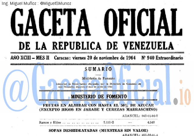 Gaceta Oficial 940 del 20 Noviembre 1964