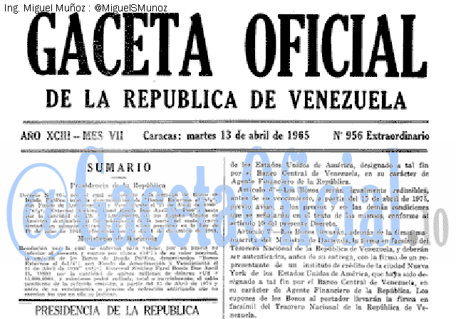 Gaceta Oficial 956 del 13 Abril 1965