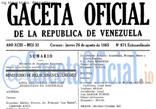 Gaceta Oficial 974 del 26 Agosto 1965
