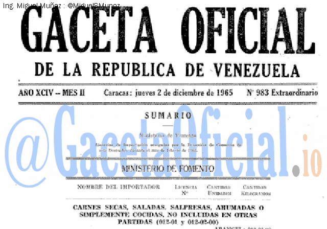 Gaceta Oficial 983 del 2 Diciembre 1965