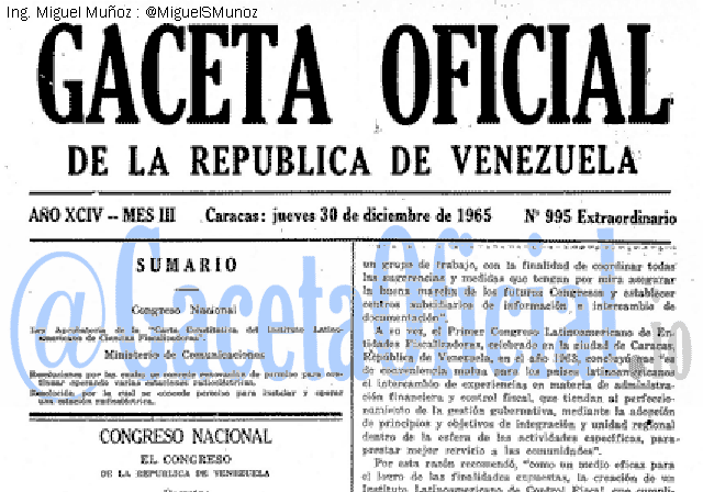 Gaceta Oficial 995 del 30 Diciembre 1965