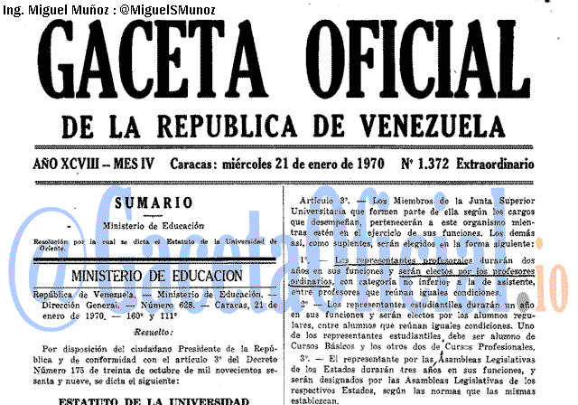Gaceta Oficial 1372 del 21 Enero 1970