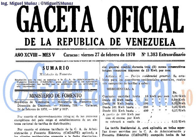 Gaceta Oficial 1383 del 27 Febrero 1970