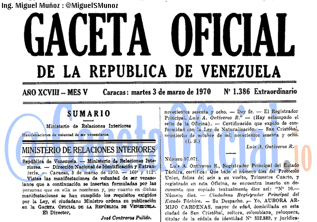 Gaceta Oficial 1386 del 3 Marzo 1970