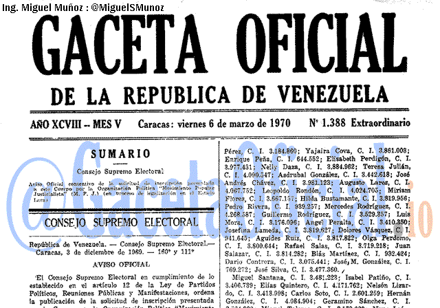 Gaceta Oficial 1388 del 6 Marzo 1970
