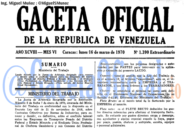 Gaceta Oficial 1390 del 16 Marzo 1970