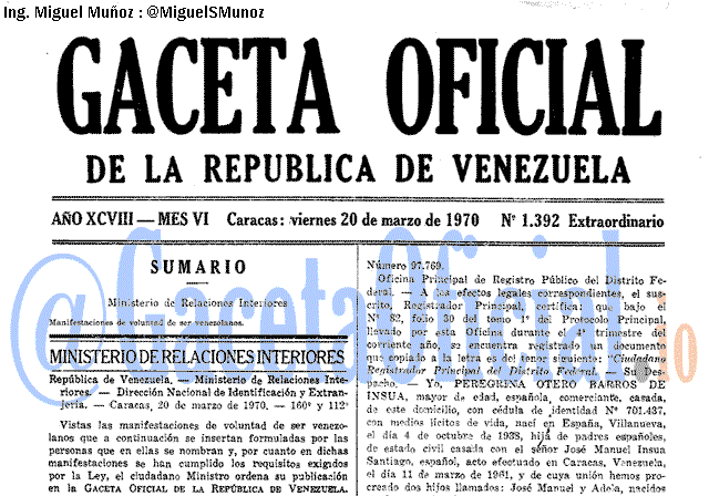Gaceta Oficial 1392 del 20 Marzo 1970
