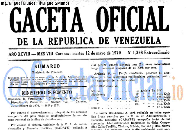 Gaceta Oficial 1398 del 12 Mayo 1970