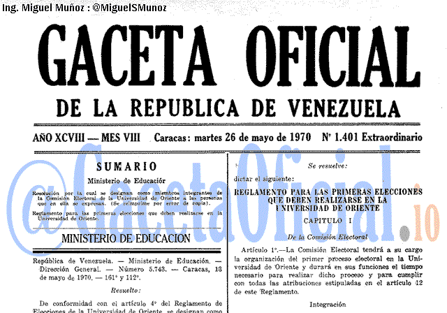 Gaceta Oficial 1401 del 26 Mayo 1970