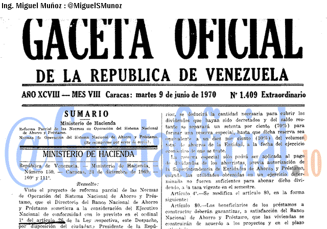 Gaceta Oficial 1409 del 9 Junio 1970