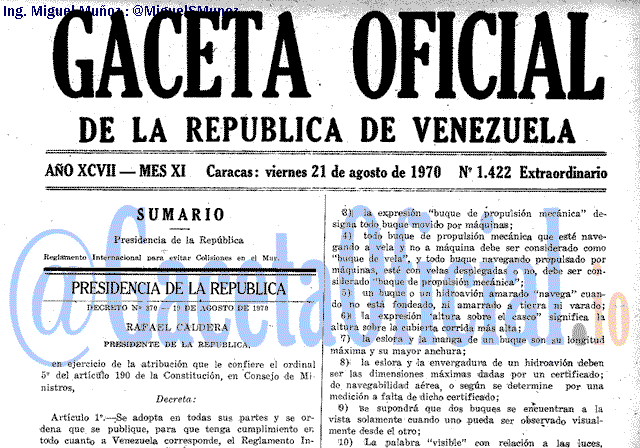 Gaceta Oficial 1422 del 21 Agosto 1970