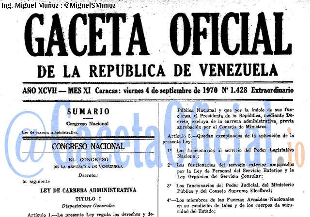 Gaceta Oficial 1428 del 4 Septiembre 1970
