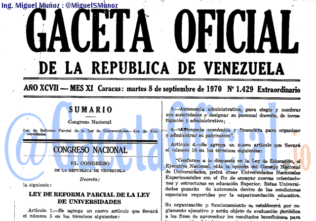 Gaceta Oficial 1429 del 8 Septiembre 1970