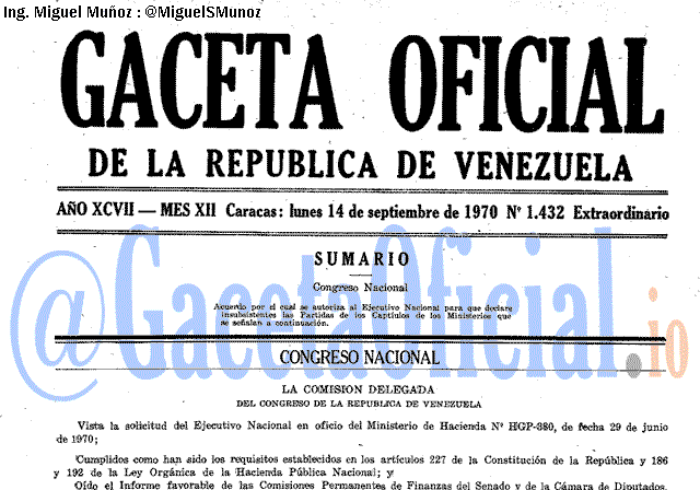 Gaceta Oficial 1432 del 14 Septiembre 1970