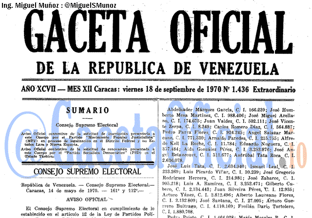 Gaceta Oficial 1436 del 18 Septiembre 1970