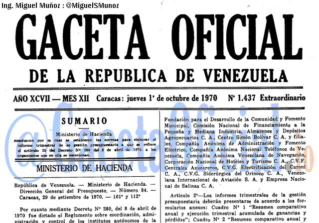 Gaceta Oficial 1437 del 1 Octubre 1970