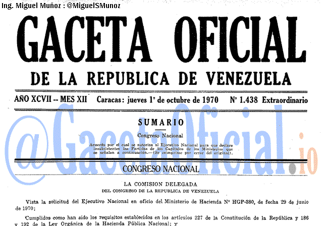 Gaceta Oficial 1438 del 1 Octubre 1970