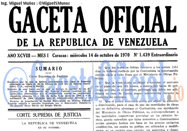 Gaceta Oficial 1439 del 14 Octubre 1970