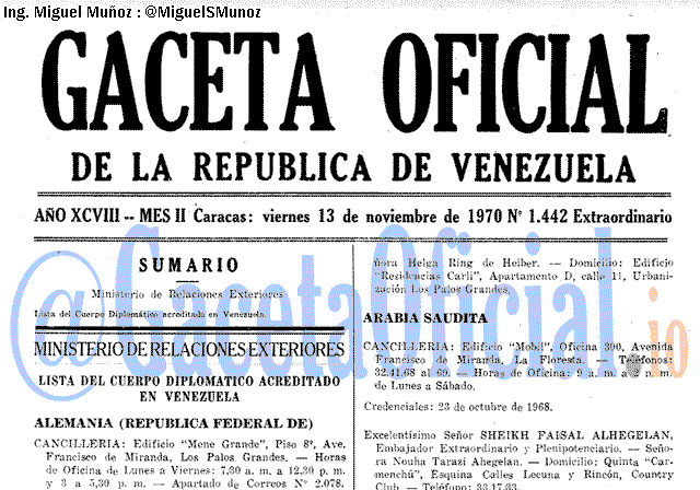 Gaceta Oficial 1442 del 13 Noviembre 1970