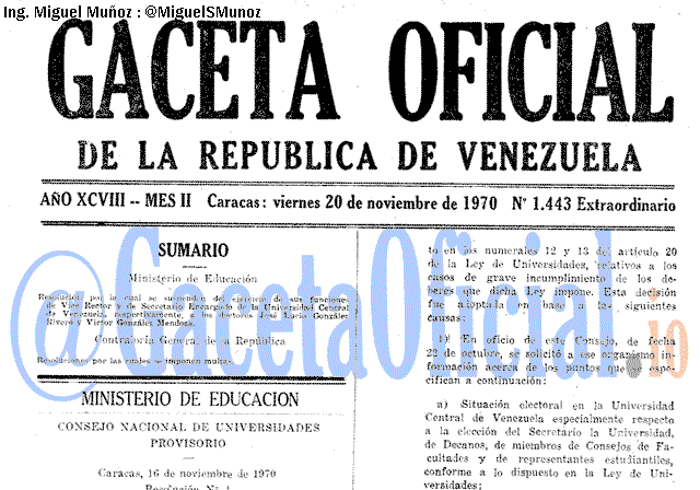 Gaceta Oficial 1443 del 20 Noviembre 1970