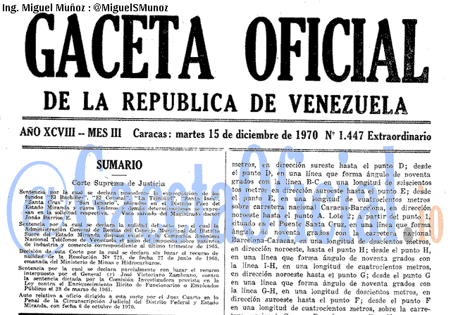 Gaceta Oficial 1447 del 15 Diciembre 1970