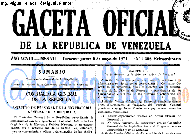 Gaceta Oficial 1466 del 6 Mayo 1971