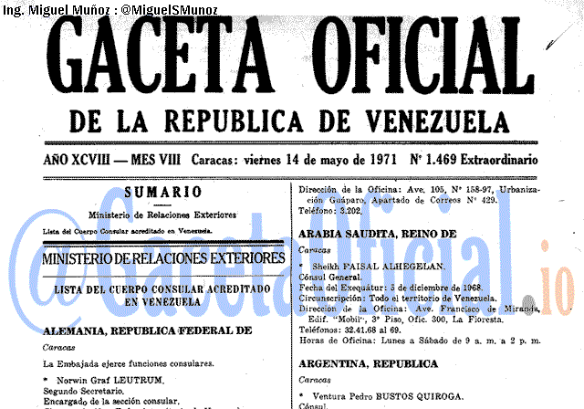 Gaceta Oficial 1469 del 14 Mayo 1971