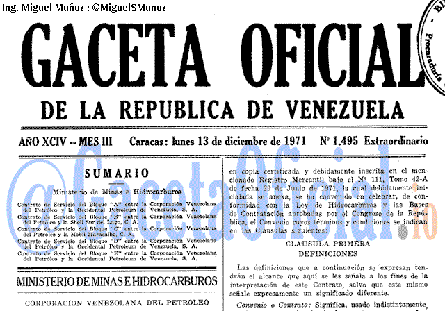 Gaceta Oficial 1495 del 13 Diciembre 1971