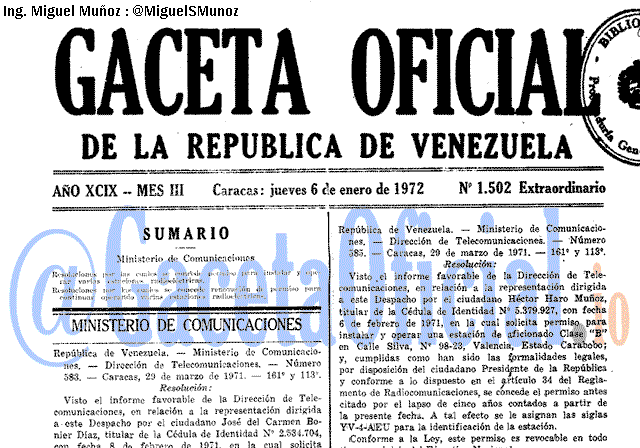 Gaceta Oficial 1502 del 6 Enero 1972