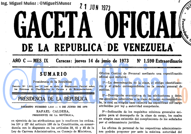 Gaceta Oficial 1590 del 14 Junio 1973