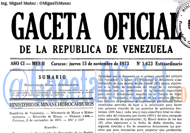 Gaceta Oficial 1623 del 15 Noviembre 1973