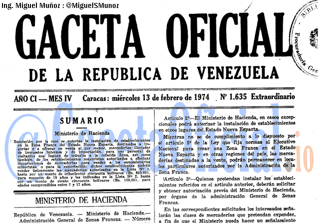 Gaceta Oficial 1635 del 13 Febrero 1974