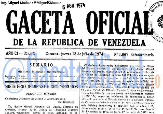 Gaceta Oficial 1667 del 18 Julio 1974