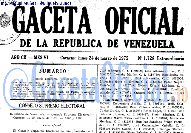 Gaceta Oficial 1728 del 24 Marzo 1975