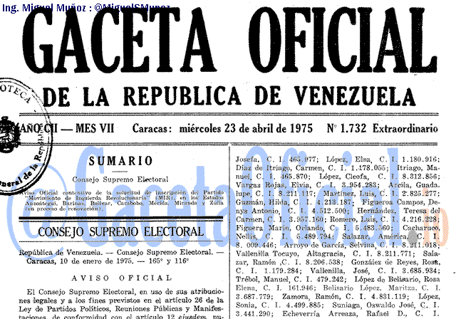 Gaceta Oficial 1732 del 23 Abril 1975